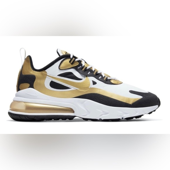 NWOB Nike Air Max 270 React Men's Shoes Metallic Gold Black - Picture 5 of 5